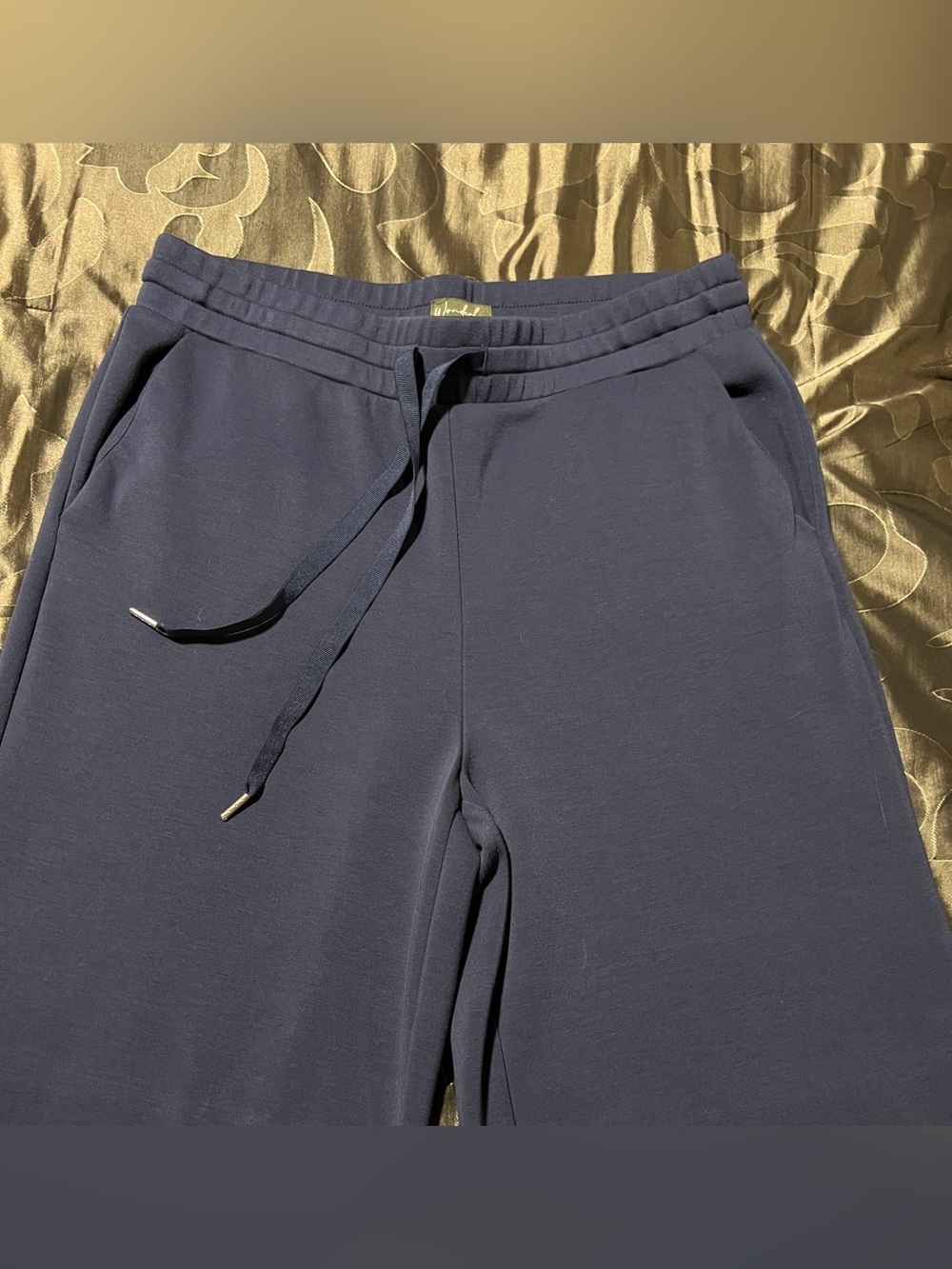 Wonderly Navy Wise Leg Casual Drawstring Lounge Pants Pockets Women’s Large